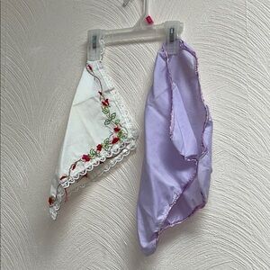 Vintage Floral Embroidered Handkerchief Set
